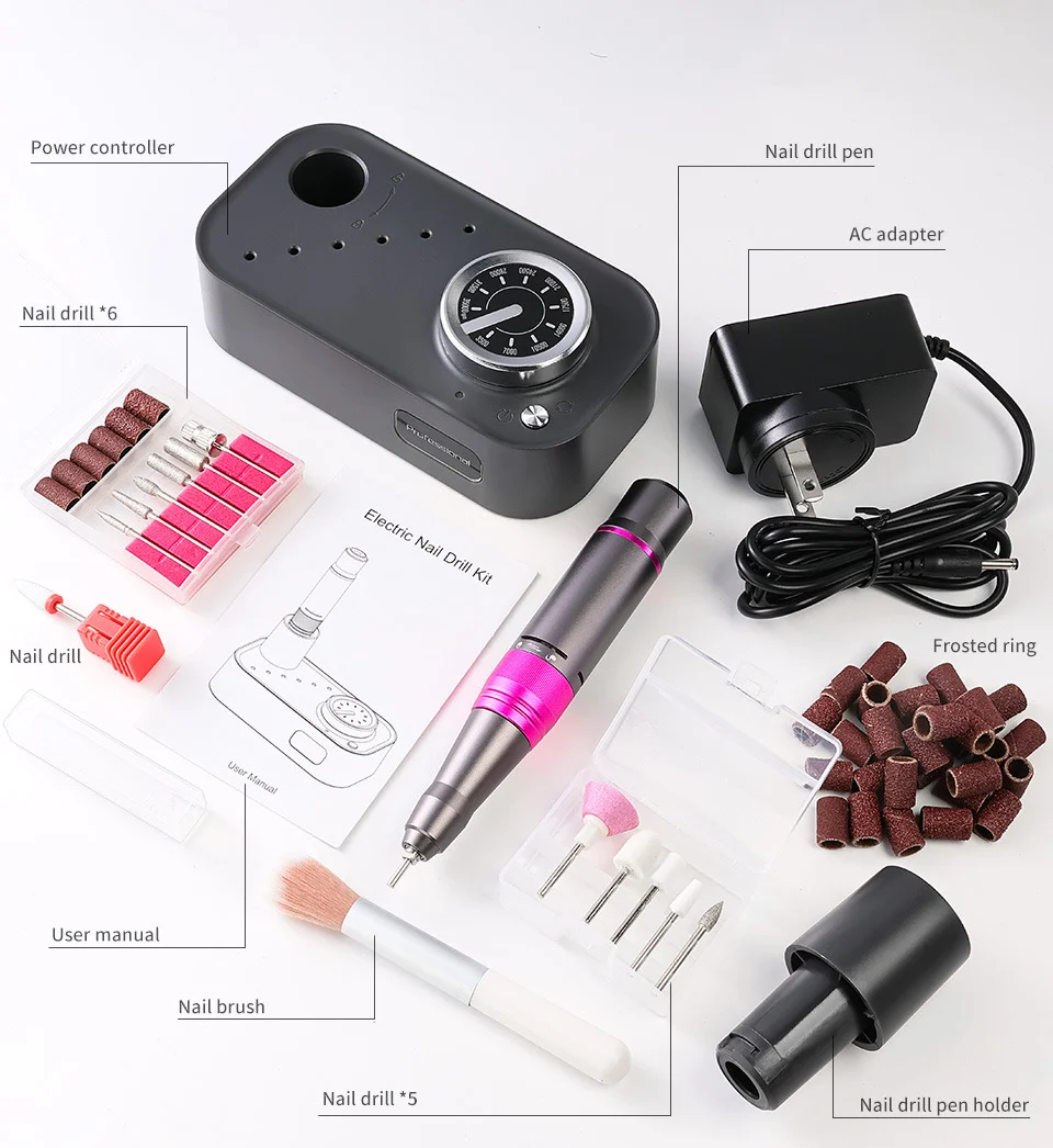 35000RPM Electric Nail Drill Machine - Portable Rechargeable E-File Manicure Set with Low Heat & Low Vibration 5 35000rpm electric nail drill portable manicure set spu906601108798 desc 5