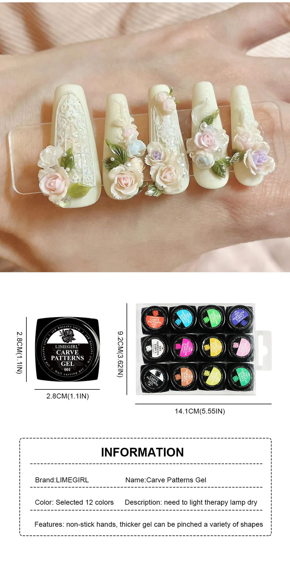 4D Carve Patterns Gel 3D Nail Art Sculpting Gel Non-Stick UV LED Modeling Clay for Professional Manicure 7 4d carve patterns nail sculpting gel spu823509202320 desc 7