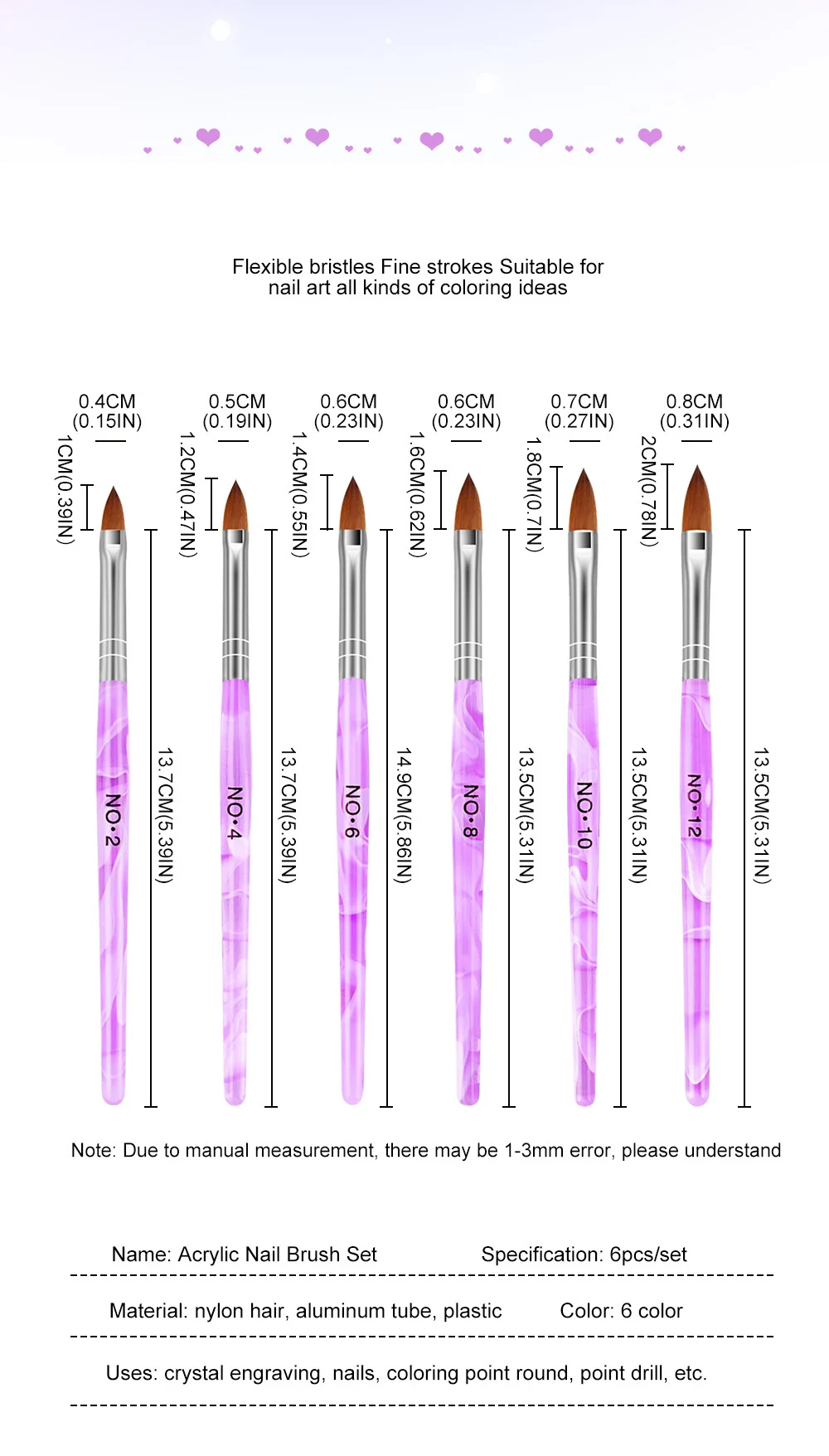 acrylic nail brush set 6pcs spu986522055165 desc 6