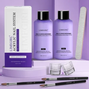 Acrylic Nail Kit with 75ml Monomer Liquid Professional Extension Set with Brushes and Tools