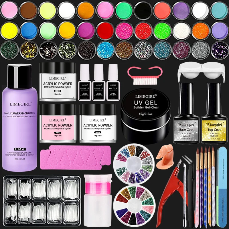 Acrylic Nail Kit Limegirl Professional System with Monomer Liquid, 42-Color Acrylic Powder, and French Nail Tips for Extensions 3 acrylic nail kit professional set spu650060717947 desc 3