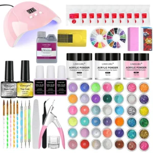 Acrylic Nail Kit Professional Starter Set with UV LED Lamp 42 Colors Glitter and Acrylic Powder Full Tools for DIY Home Salon