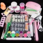 Acrylic Nail Kit with UV LED Lamp and 12-Color Glitter Powder Set for Beginners