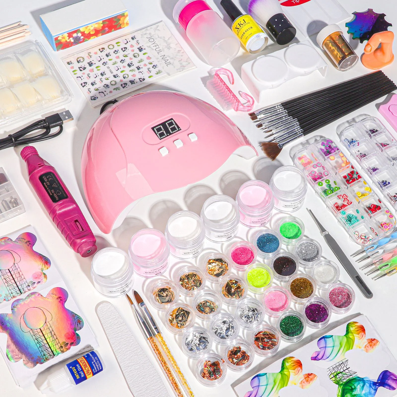 Acrylic Nail Kit with UV Light and Drill, Limegirl All-in-One Professional Manicure Set with Acrylic Powder and Extension Tools 1 acrylic nail kit uv light drill set spu998181089289 desc 1