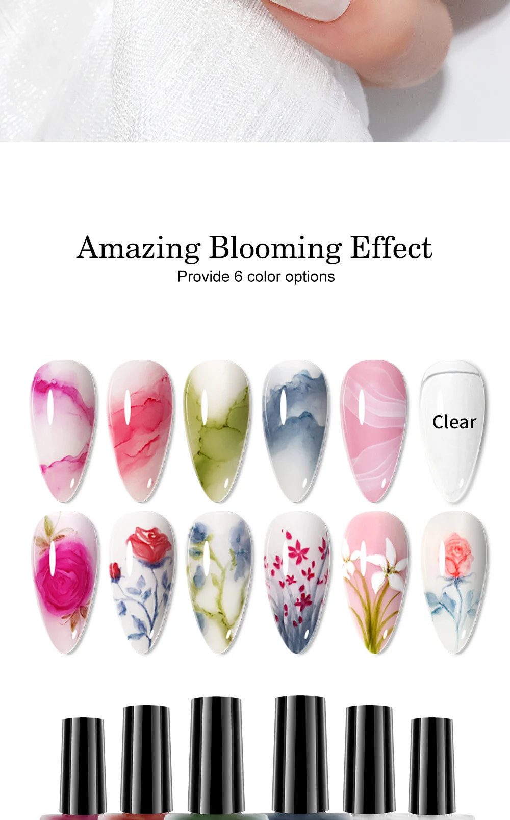 Blooming Gel Nail Polish for Marble Effect Limegirl 6-Color Japanese Gradient Watercolor Liquid 2 blooming gel nail polish marble effect spu797930123289 desc 2