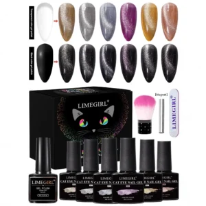 Cat Eye Gel Nail Polish Kit with Magnet Tool Set - Limegirl Professional UV LED Soak Off Galaxy Aurora Gilded Nail Art Set