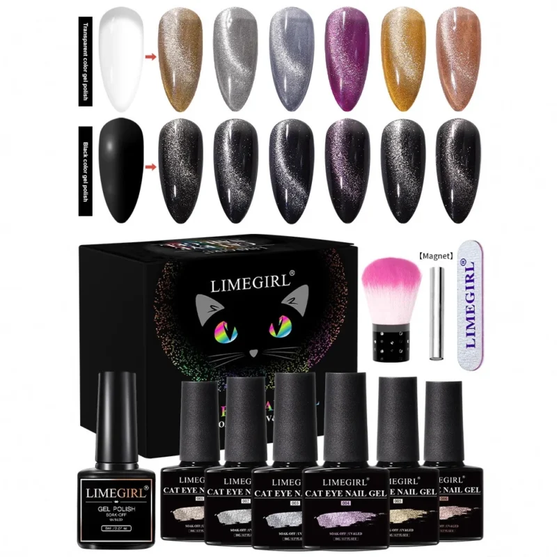 Cat Eye Gel Nail Polish Kit Limegirl Spu995929391992 2