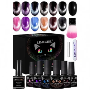 Cat Eye Nail Gel Kit Limegirl Professional Magnetic Soak Off UV LED Nail Polish Set with Magnet Tool