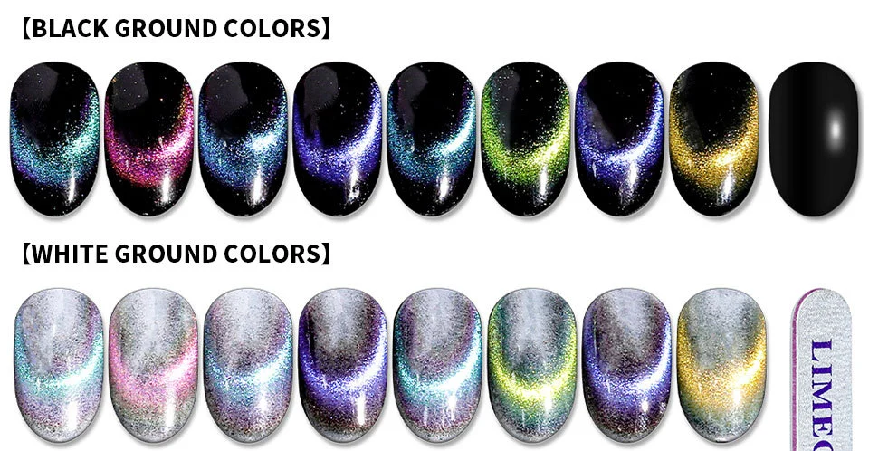Cat Eye Nail Gel Set - Super Bright Sparkling Aurora Magnetic Gel Polish for Professional Nail Art - Limegirl Soak-Off UV LED 1 cat eye nail gel set sparkling aurora spu998103952513 desc 1