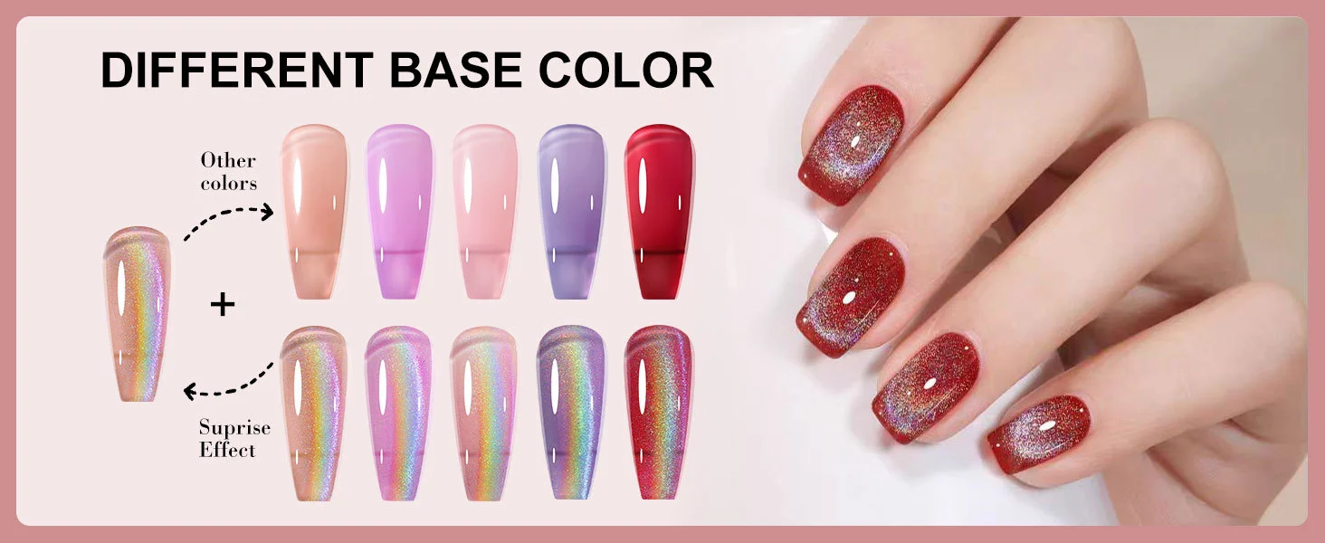 Cat Eye Nail Gel Set - Super Bright Sparkling Aurora Magnetic Gel Polish for Professional Nail Art - Limegirl Soak-Off UV LED 13 cat eye nail gel set sparkling aurora spu998103952513 desc 13