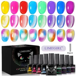 Cat Eye Nail Polish Gel Limegirl Ice-Clear Glass Crushed Diamond Glitter Soak Off UV LED Gel