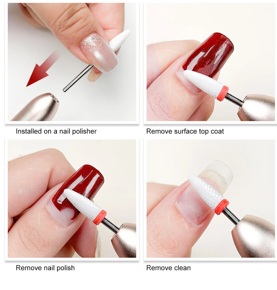 Ceramic Nail Drill Bits Professional Gel Polish Remover and Cuticle Clean Tools for Electric Manicure Machines 5 ceramic nail drill bits manicure tools spu934563745342 desc 5
