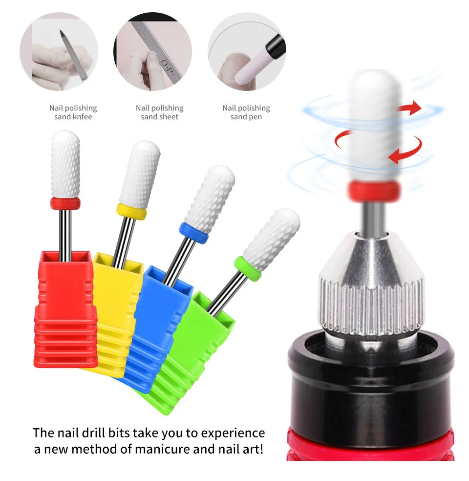 Ceramic Nail Drill Bits Professional Gel Polish Remover and Cuticle Clean Tools for Electric Manicure Machines 6 ceramic nail drill bits manicure tools spu934563745342 desc 6