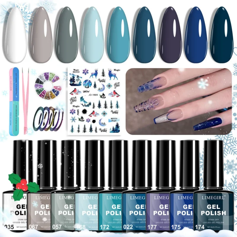 Christmas Nail Art Kit Limegirl Gel Polish Spu998549389869 3