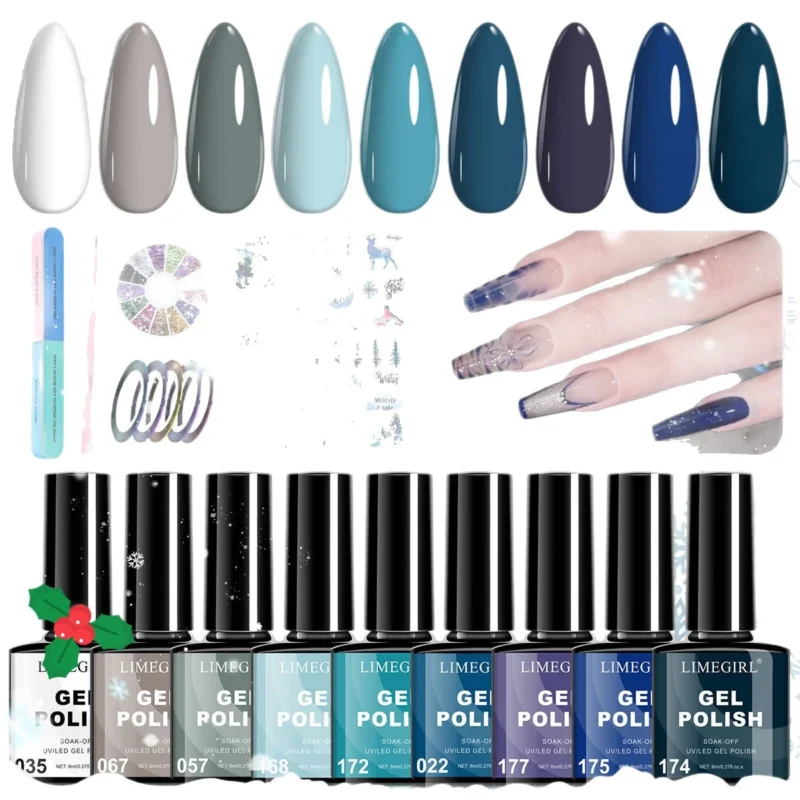 Christmas Nail Art Kit Limegirl Gel Polish Spu998549389869 6