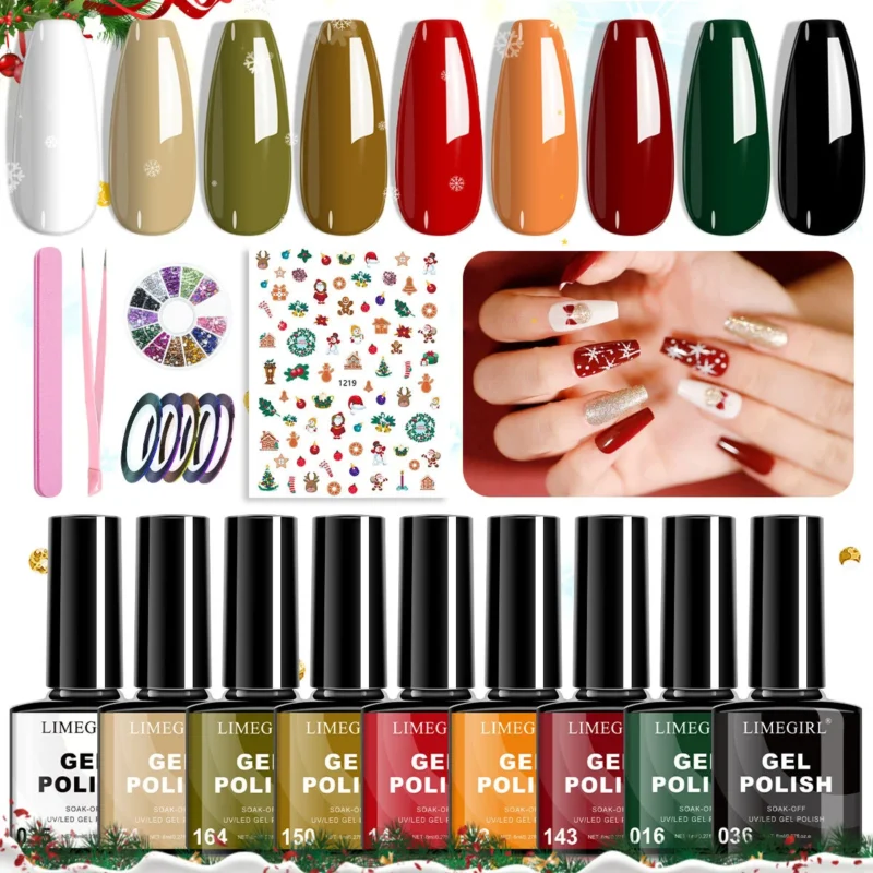 Christmas Nail Art Kit Limegirl Gel Polish Spu998549389869 2