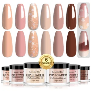 Dip Powder Nail Kit 6 Colors Limegirl Professional Starter Set for Long-Lasting 28+ Days DIY Nail Art