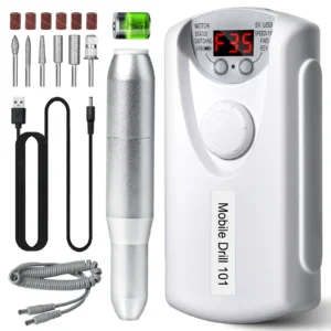 Electric Nail Drill 35000 RPM Rechargeable Portable Manicure Polisher with LED Display