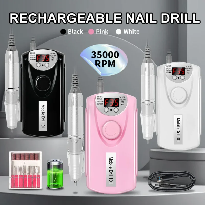 Electric Nail Drill 35000rpm Rechargeable Spu993775822661 3
