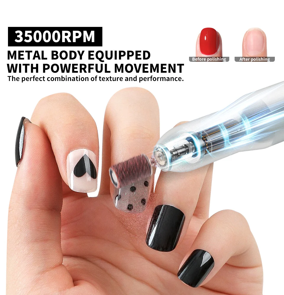 Electric Nail Drill 35000 RPM Rechargeable Portable Manicure Polisher with LED Display 14 electric nail drill 35000rpm rechargeable spu993775822661 desc 14