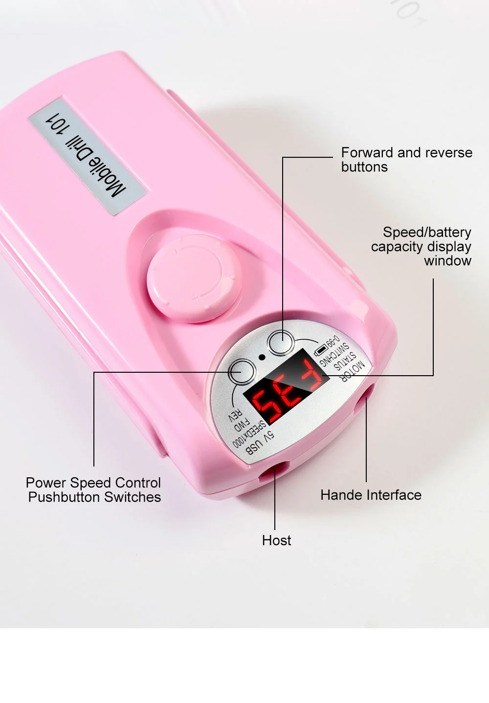 Electric Nail Drill 35000 RPM Rechargeable Portable Manicure Polisher with LED Display 6 electric nail drill 35000rpm rechargeable spu993775822661 desc 6