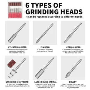 Electric Nail Drill Machine Portable Professional Manicure Set for Acrylic Gel Removal 35000RPM