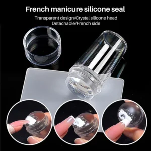 French Nail Stamper Silicone Jelly Head for Manicure Tips, Transparent 2.8cm Nail Art Stamper with Cap for DIY Stamping