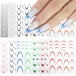 French Nail Stickers Gradient Line DIY 5D Nail Art Decals for Professional Manicure Decoration