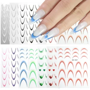 French Nail Stickers Gradient Line DIY 5D Nail Art Decals for Professional Manicure Decoration