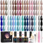 Gel Nail Polish Kit 36 Colors Soak Off UV LED Gel Polish Set with Base Matte Glitter Top Coat