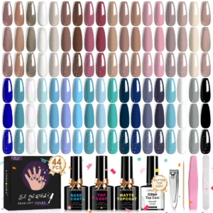 Gel Nail Polish Kit 36 Colors Soak Off UV LED Gel Polish Set with Base Matte Glitter Top Coat