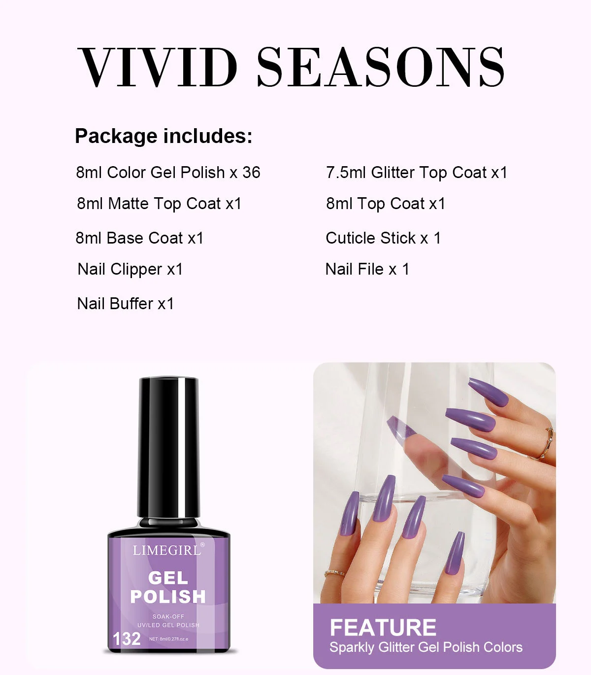 Gel Nail Polish Kit 36 Colors Soak Off UV LED Gel Polish Set with Base Matte Glitter Top Coat 2 gel nail polish kit 36 colors set spu1003100787207 desc 2