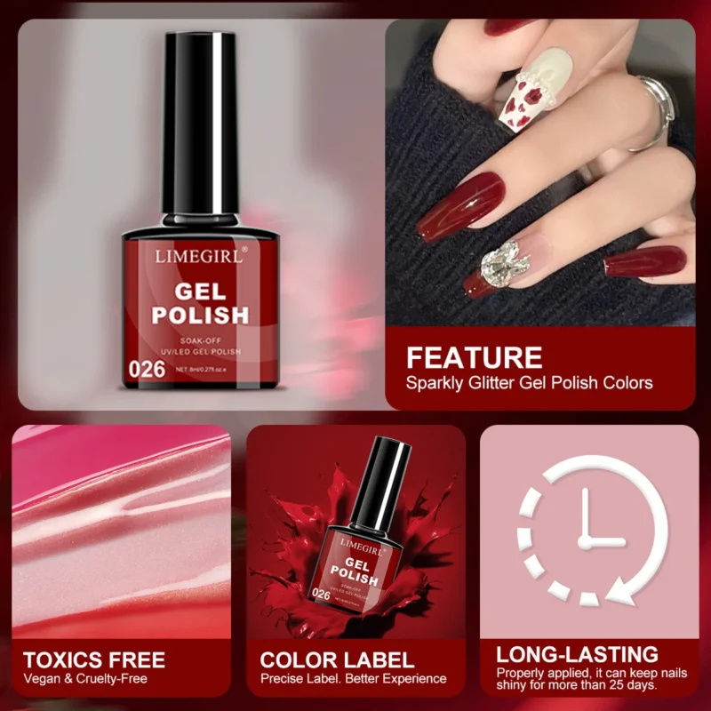 Gel Nail Polish Kit Limegirl 18 Colors Spu999276121684 5