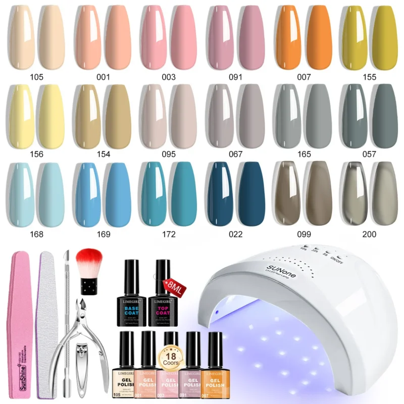 Gel Nail Polish Kit Limegirl 18 Colors Spu999276121684 3