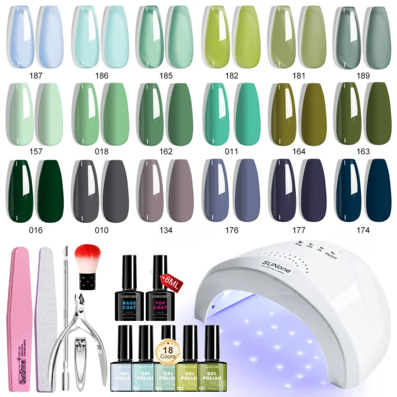 Gel Nail Polish Kit Limegirl 18 Colors Spu999276121684 4