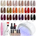 Gel Nail Polish Kit with UV LED Light - Limegirl 18 Colors Professional Manicure Starter Set with SunShine Lamp Base and Top Coat