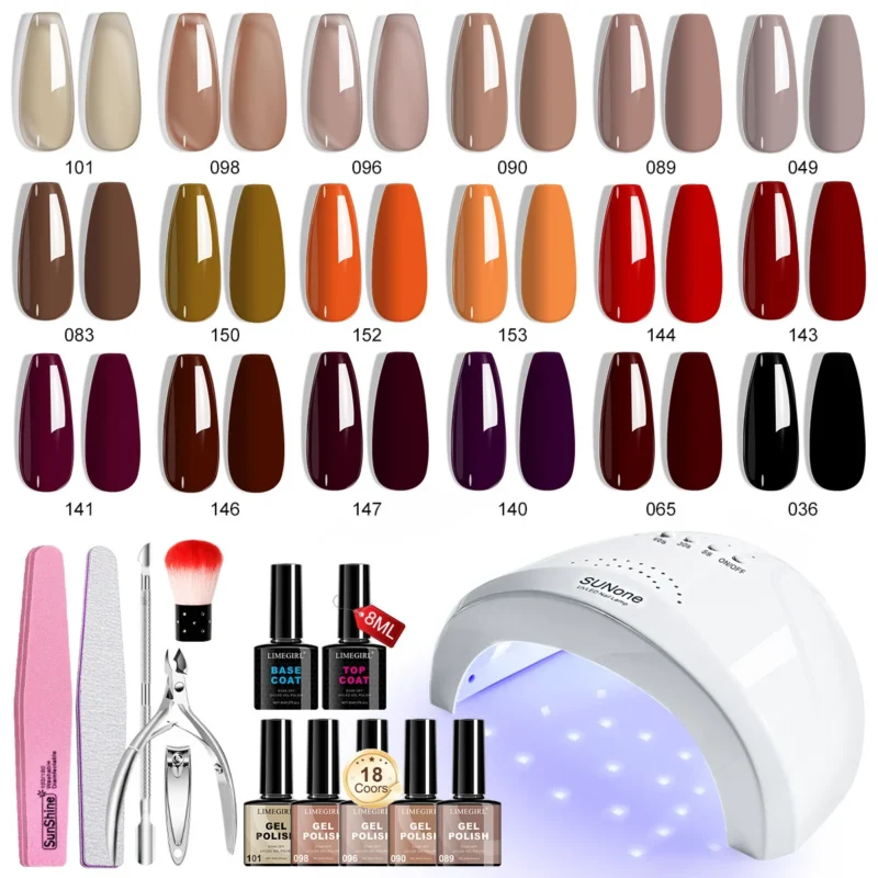 Gel Nail Polish Kit Limegirl 18 Colors Spu999276121684 2