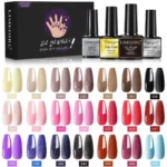 Gel Nail Polish Kit - 24 Pcs Professional Soak Off UV LED Nail Art Set with 21 Vibrant Colors, Base and Top Coat