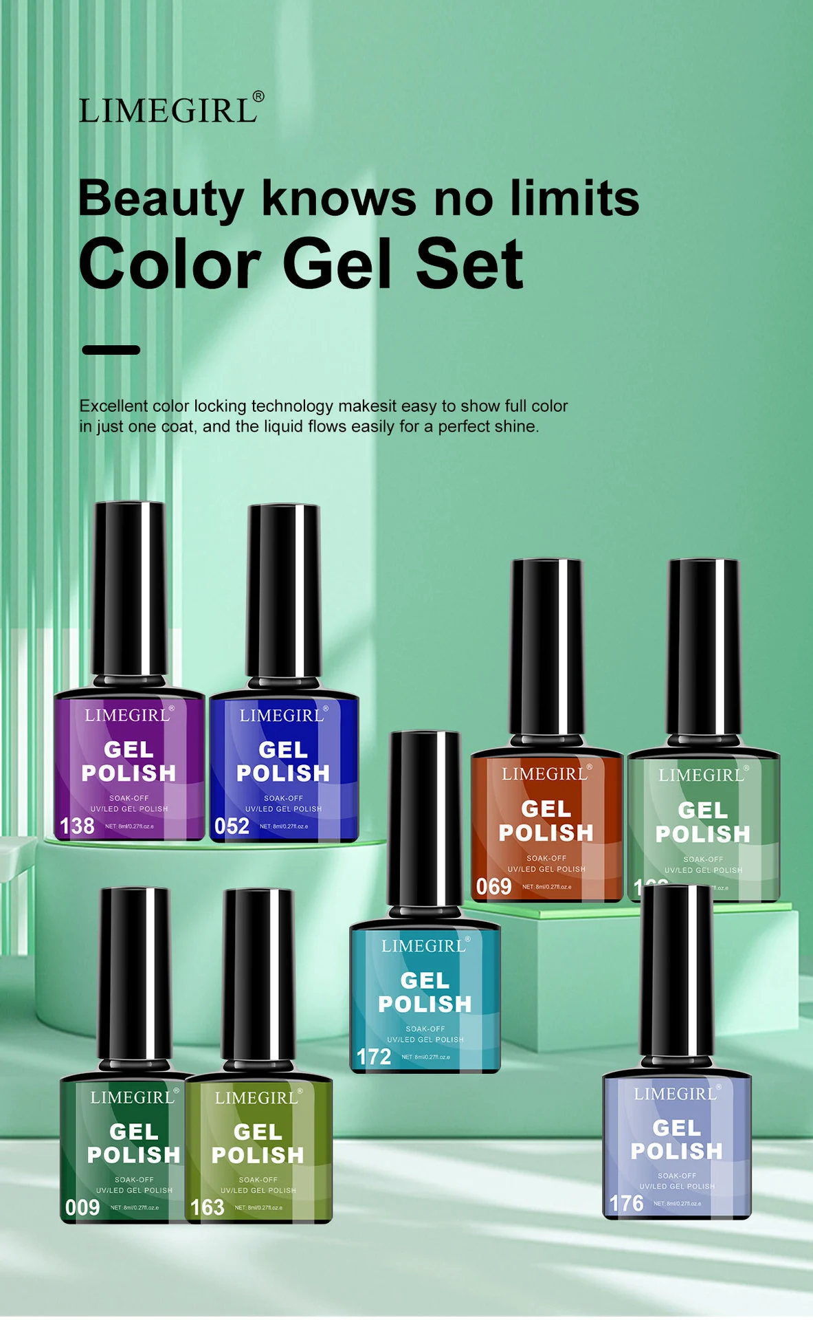 Gel Nail Polish Kit - Professional 20 Colors Morandi Manicure Set with Base and Top Coat 1 gel nail polish kit morandi set spu997733998709 desc 1