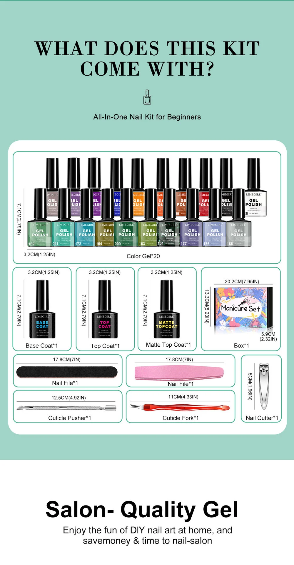 Gel Nail Polish Kit - Professional 20 Colors Morandi Manicure Set with Base and Top Coat 3 gel nail polish kit morandi set spu997733998709 desc 3