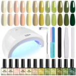 Gel Nail Polish Kit with UV Light, Limegirl 12 Colors Professional Manicure Set with SUNone Lamp and Essential Nail Tools