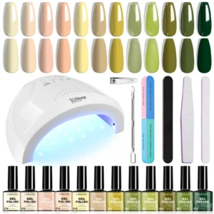 Gel Nail Polish Kit with UV Light, Limegirl 12 Colors Professional Manicure Set with SUNone Lamp and Essential Nail Tools