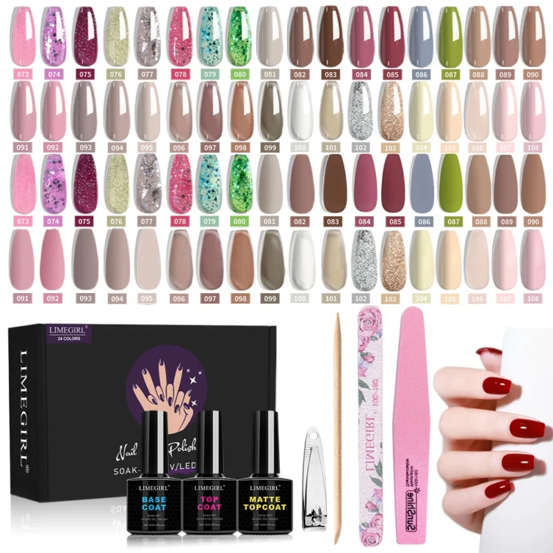 gel-nail-polish-kit-with-uv-light-drill-spu911344851948-1 Gel Nail Polish Kit with UV Light and Drill - 43 Pcs Professional Manicure Starter Set with 24 Colors Soak Off Gel Polish