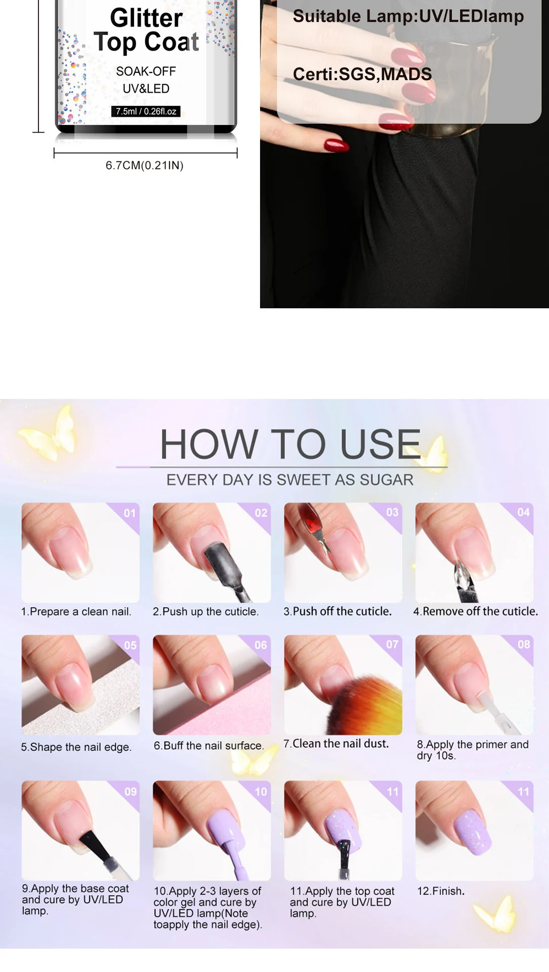 Gel Nail Polish Kit with UV Light, Limegirl 6 Colors Professional Manicure Starter Set with Base Top Coat and Full Nail Tools 12 gel nail polish kit with uv light spu998782471073 desc 12