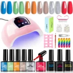 Gel Nail Polish Kit with UV Light, Limegirl 6 Colors Professional Manicure Starter Set with Base Top Coat and Full Nail Tools