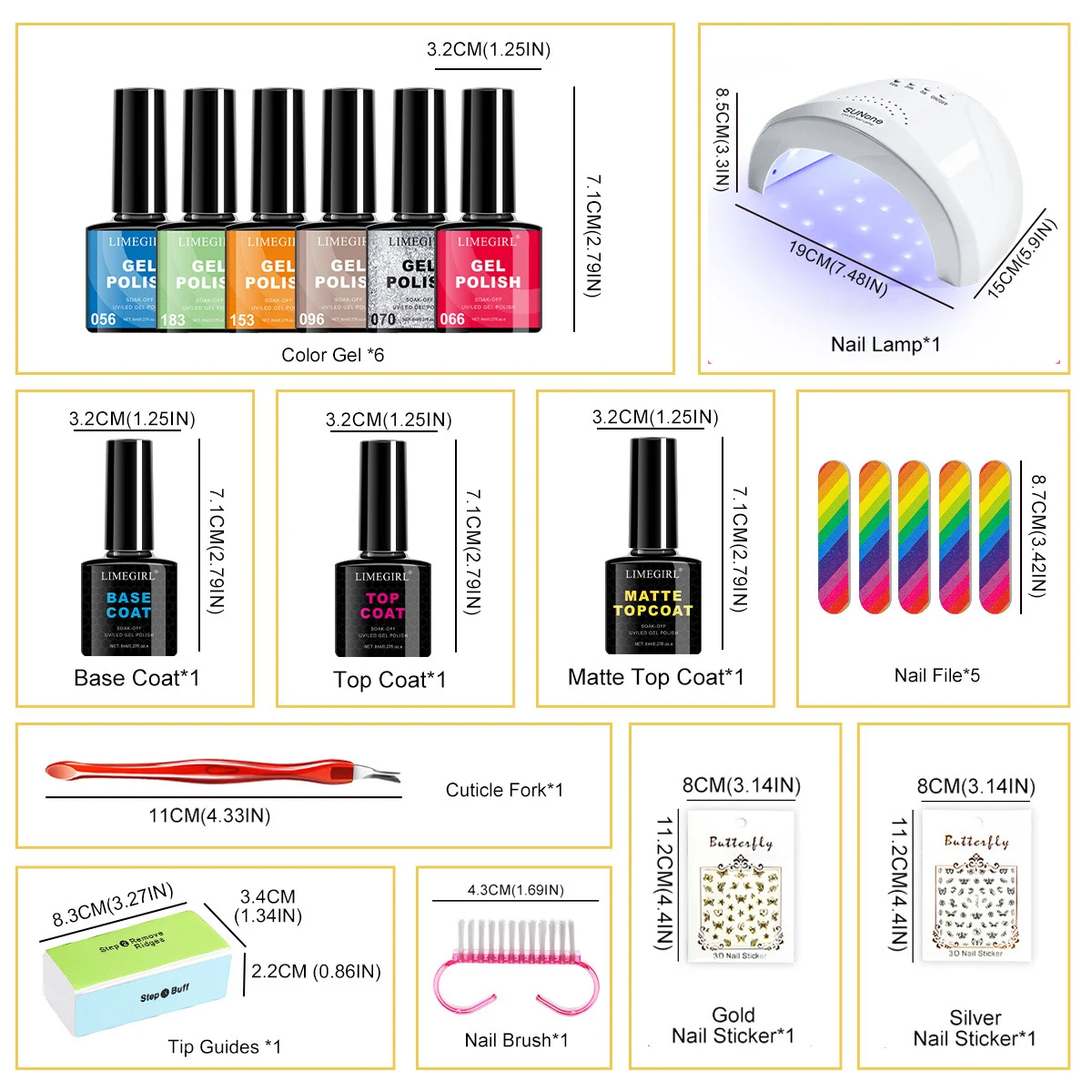 Gel Nail Polish Kit with UV Light, Limegirl 6 Colors Professional Manicure Starter Set with Base Top Coat and Full Nail Tools 7 gel nail polish kit with uv light spu998782471073 desc 7