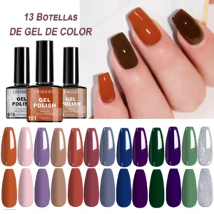 Gel Nail Polish Set - 13 Colors UV LED Soak Off Nail Art Kit for Long Lasting High Gloss Salon Finish