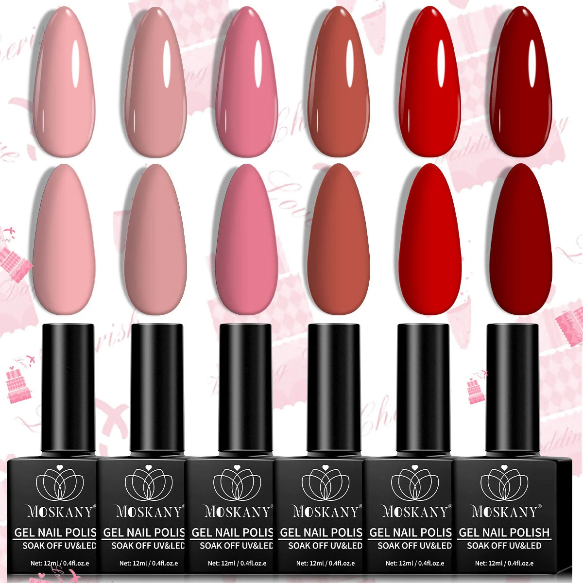 Gel Nail Polish Set 6-Piece Kit, Limegirl Professional UV LED Soak Off Nail Art Varnish, Long-Lasting 45 Days High Gloss Finish