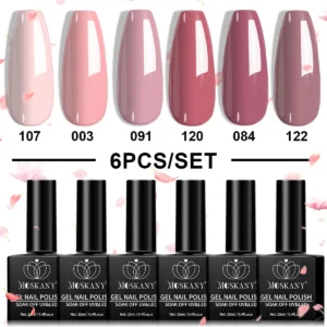 Gel Nail Polish Set 6 Colors Soak Off UV LED Professional Manicure Kit