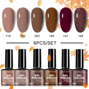 Gel Nail Polish Set 6 Colors UV LED Soak Off Kit 8ml Long Lasting Solid Color Manicure Art